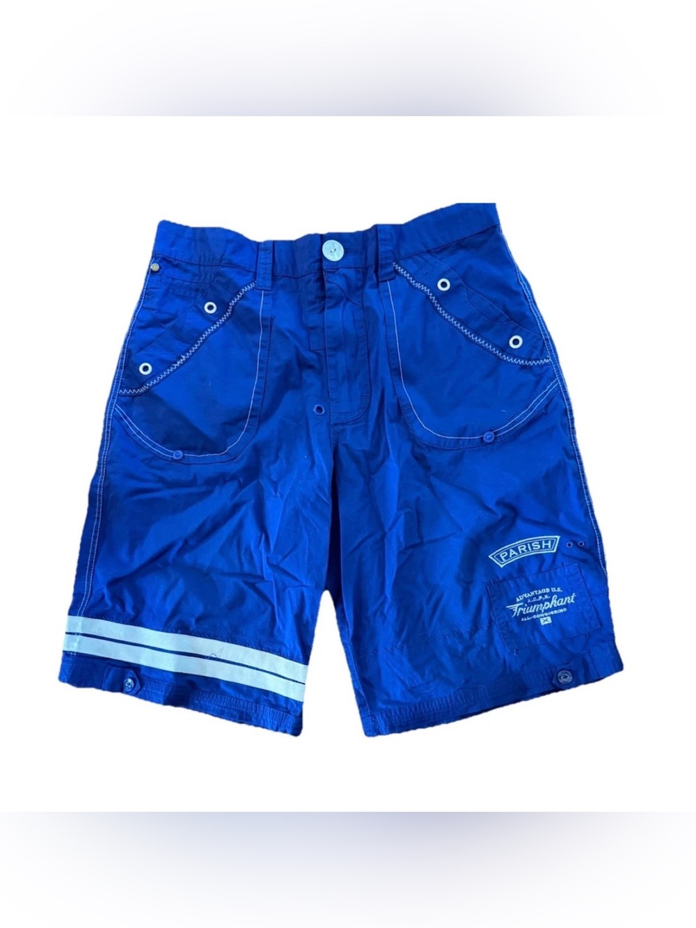 Rare Parish Nation Men's Size 34 Blue Baggy Hip Hop Y2K Shorts - Triumphant Ed.